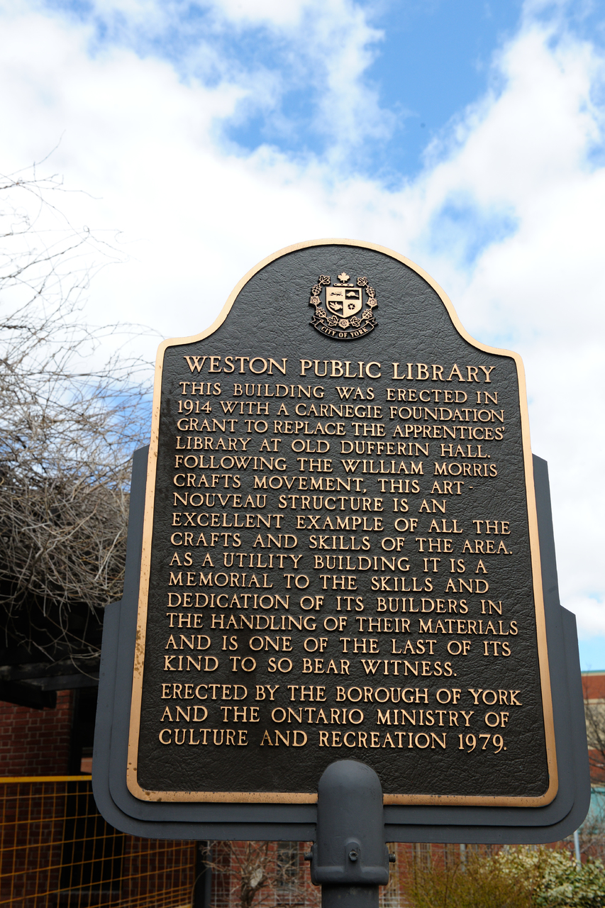 Weston Public Library plaque