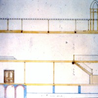 South side section of a plan of a public hall and mechanics&#039; institute to be erected in Weston by the council thereof.  