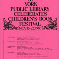 Children's Book Festival programming at the York Public Library (1986)