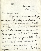 Letter from Maynard Grange to her brother Rochfort Grange