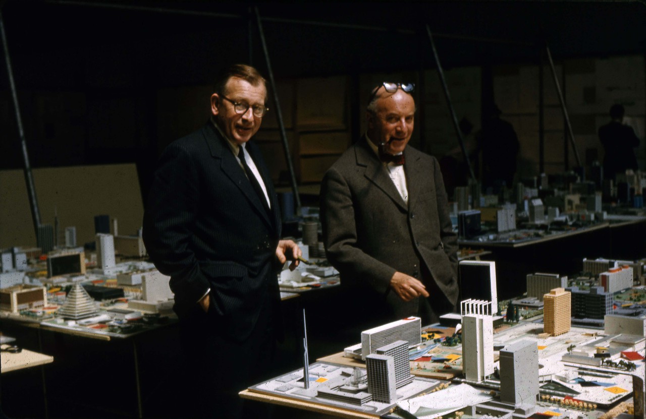 Eero Saarinen and Ernesto Rogers,  judges for the City Hall and Square Competition, Toronto, 1958