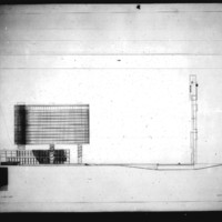 E. Albert entry City Hall and Square Competition, Toronto, 1958, west elevation drawing
