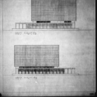 Adamson & Associates entry City Hall and Square Competition, Toronto, 1958, south elevation and north elevation