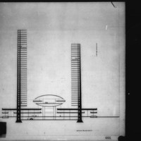 Viljo Revell entry City Hall and Square Competition, Toronto, 1958l, section facing north