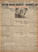 Front page of the Toronto Daily Star, April 3, 1939