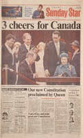 Front page of the Sunday Star, April 18, 1982