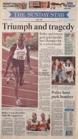 Sunday Star, July 28, 1996, front page