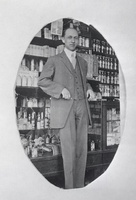 McMillan, Neil Lamont, drug store, Vaughan Rd.,south of Ellsworth Ave.; interior, showing N.L. McMillan.